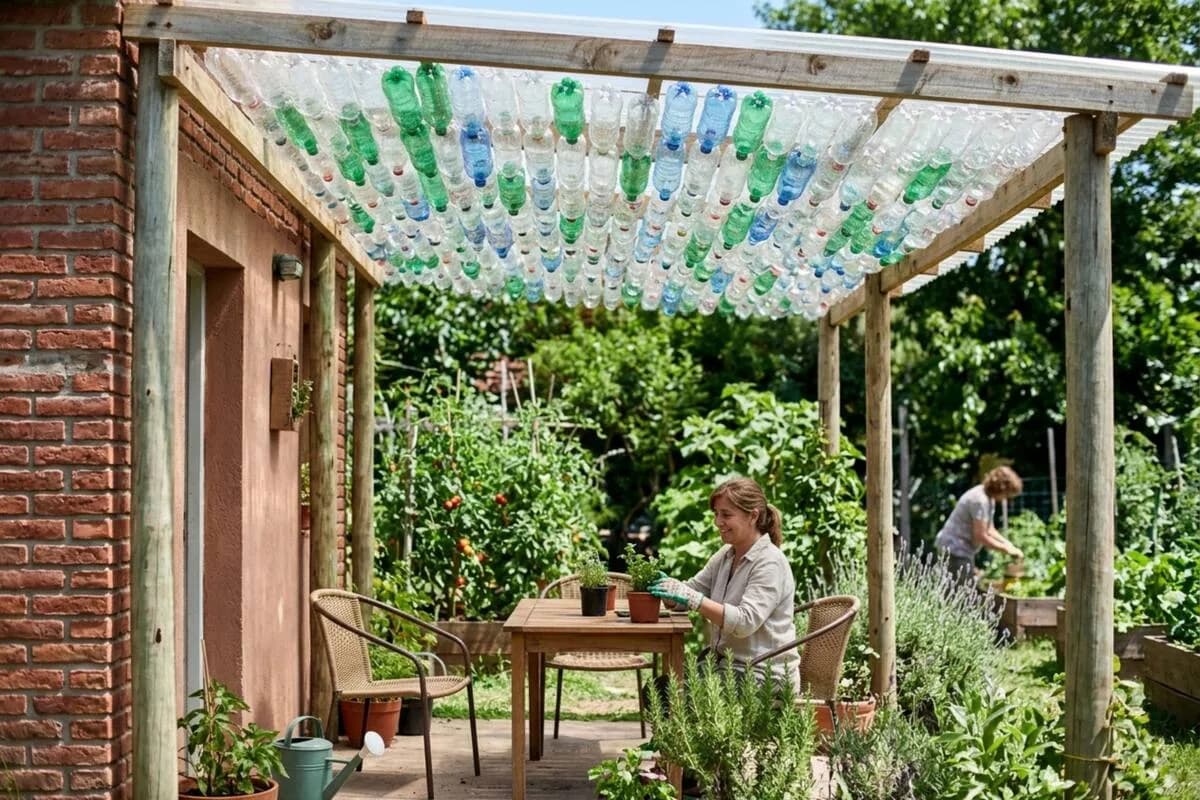 Cómo hacer un toldo casero con botellas de plástico para el patio y protegerse del sol