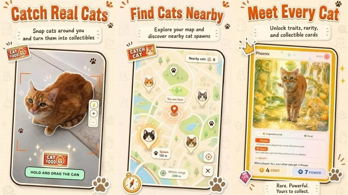 CatchCat, el juego móvil que propone cazar y coleccionar gatos reales con la cámara del celular