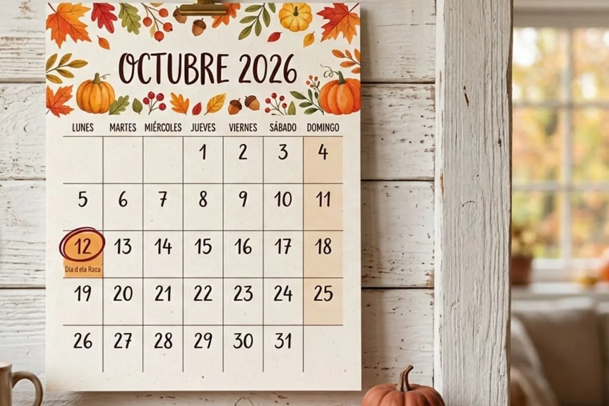 Calendario para imprimir de octubre 2026 en la Argentina