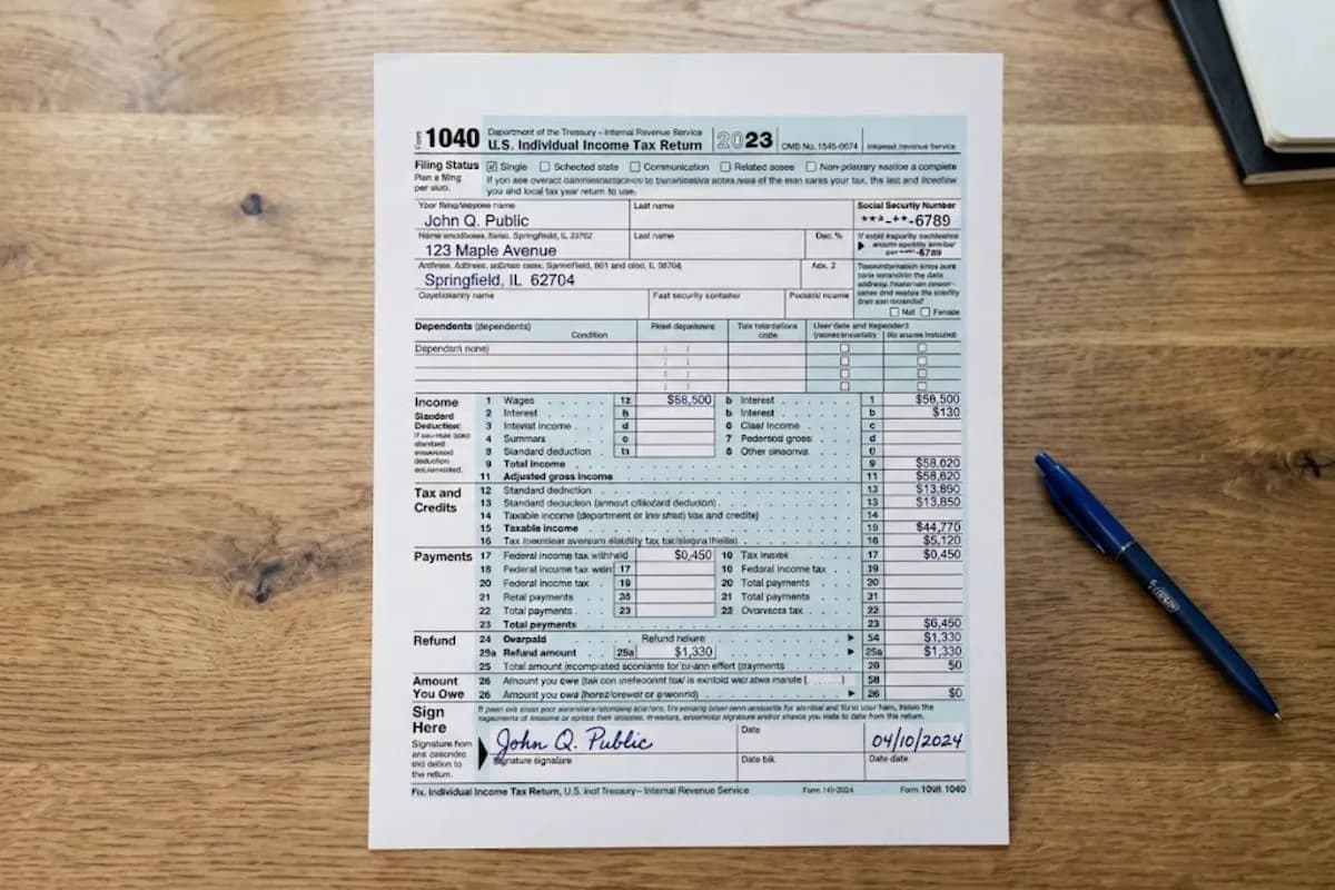 Formulario 1040 del IRS y el cheque de US$2200 para quienes cumplan los requisitos en septiembre 2026