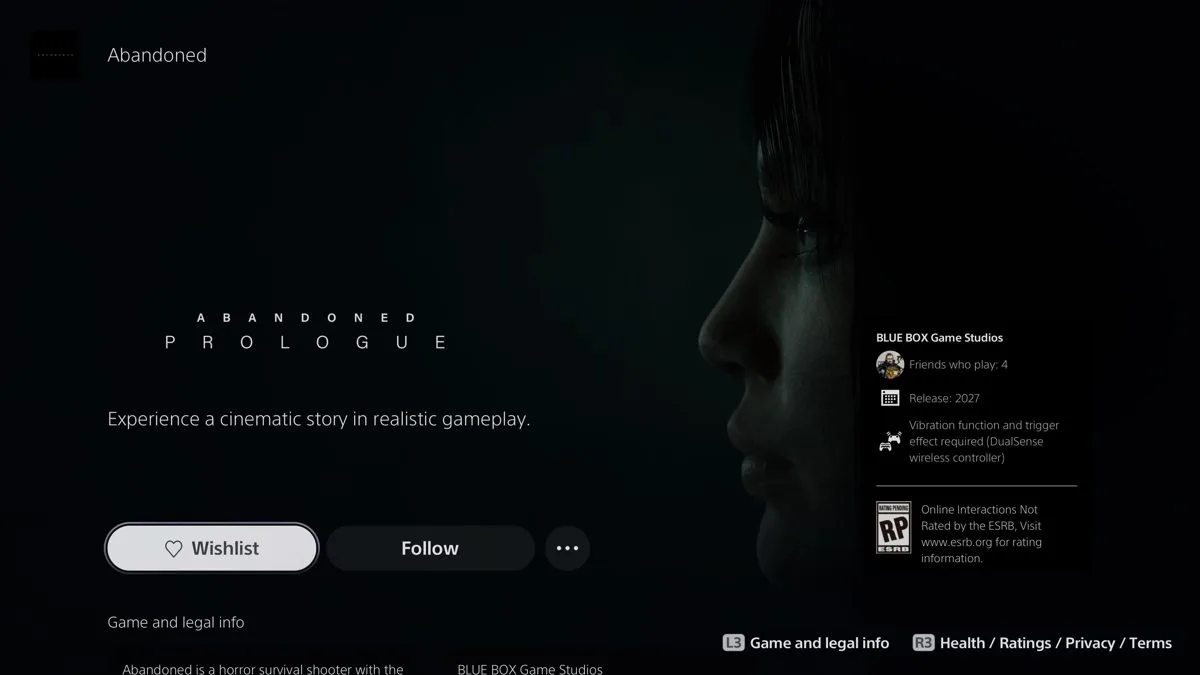 Abandoned resurge de la polémica: Blue Box Studios promete lanzar su 'Prólogo' en 2027