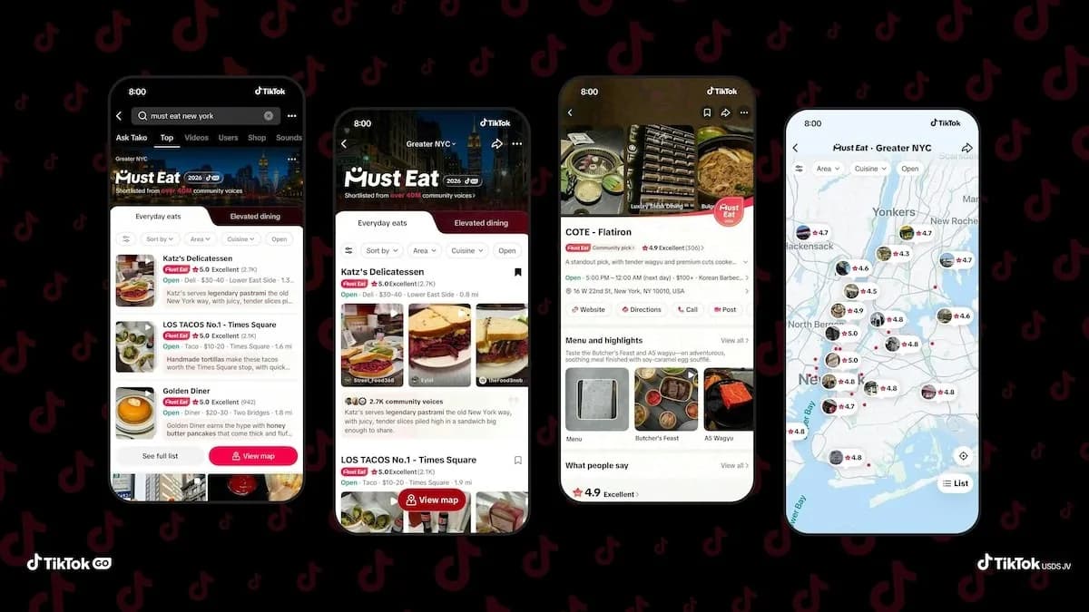 TikTok lanza "Must Eat", su guía de restaurantes en Estados Unidos