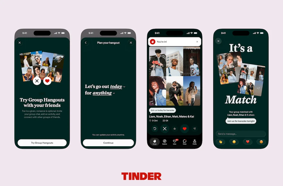 Tinder adapts to a social, IRL dating future with ‘Group Hangouts’ feature