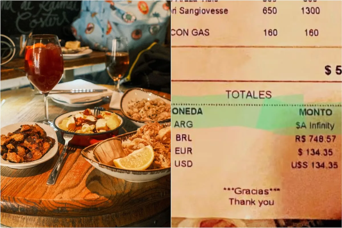 Fue a un restaurante uruguayo y al ver el ticket desató una fuerte polémica por una burla al peso argentino