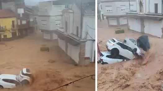 Una tormenta provocó graves inundaciones en Madrigueras, Albacete