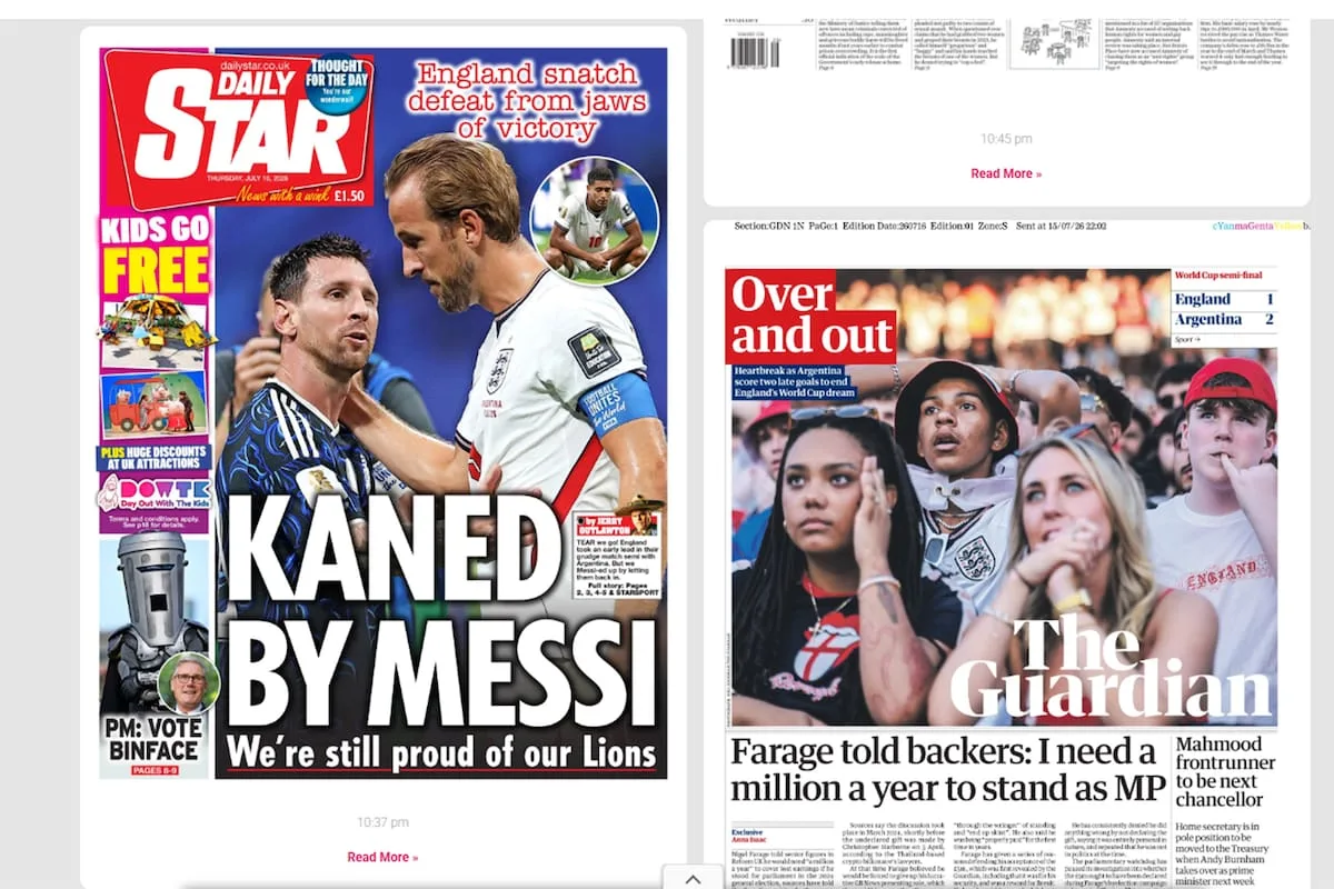 La prensa inglesa, entre la desilusión y la admiración por Messi tras la victoria argentina