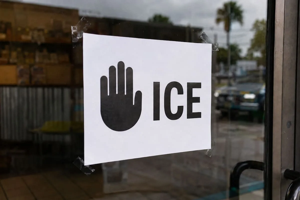 Carteles en negocios de Tampa para frenar ingresos del ICE sin orden judicial