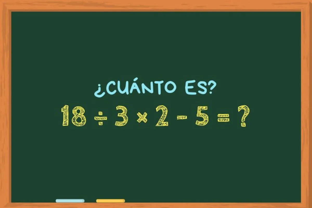 ¿Cuánto es 18 ÷ 3 × 2 - 5? El cálculo matemático que pocos resuelven en 10 segundos