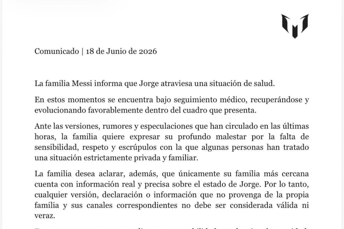 Familia Messi emite comunicado sobre salud del padre: 'Profundo malestar por falta de sensibilidad'